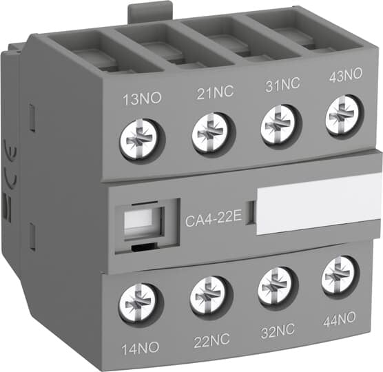 The ABB auxiliary contact blocks are used for the operation of auxiliary circuits and control circuits for standard industrial environments. For clipping onto the right-and/or left-hand side of the contactors. The auxiliary contact blocks are equipped with screw type connecting terminals delivered open, protected against accidental direct contact and bear the corresponding function marking. Rated frequency (f) of auxiliary circuit is 50 or 60 Hz No low coil consumption Tightening torque of auxiliary circuit