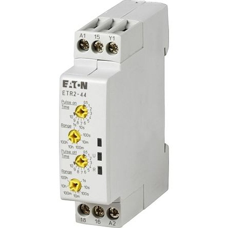 Eaton 262730 ETR2 Series DIN Rail Timer Relay, 1-Contact, 240 V ac 240V ac, 0.05 to 360000 s