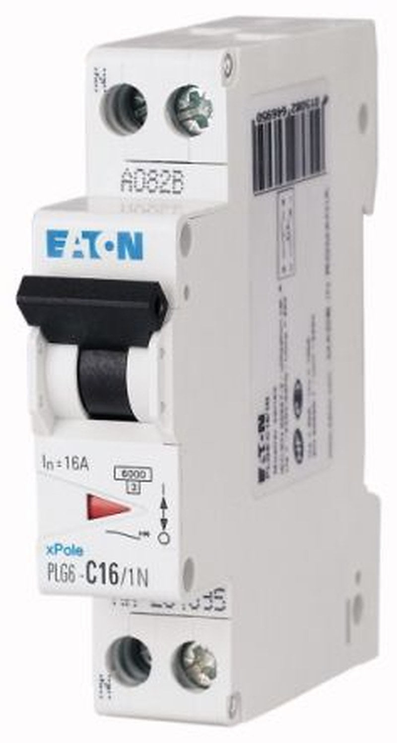 Eaton PLG6 PLG6 Miniature Circuit Breaker, 1-Pole, 10A, Type B, 230V ac AC, 10 kA Breaking Capacity