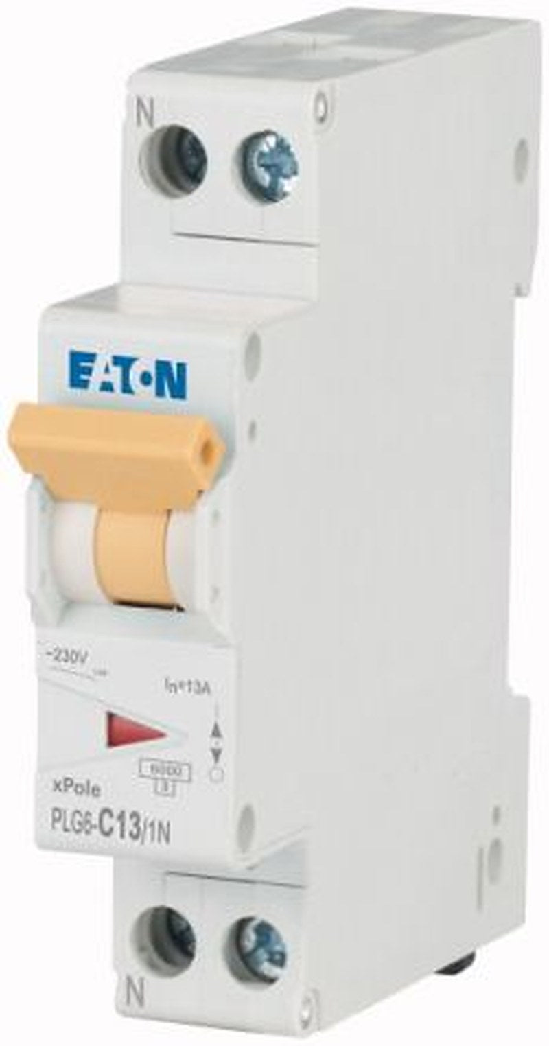 Eaton PLG6 PLG6 Miniature Circuit Breaker, 1-Pole, 13A, Type C, 230V ac AC, 10 kA Breaking Capacity