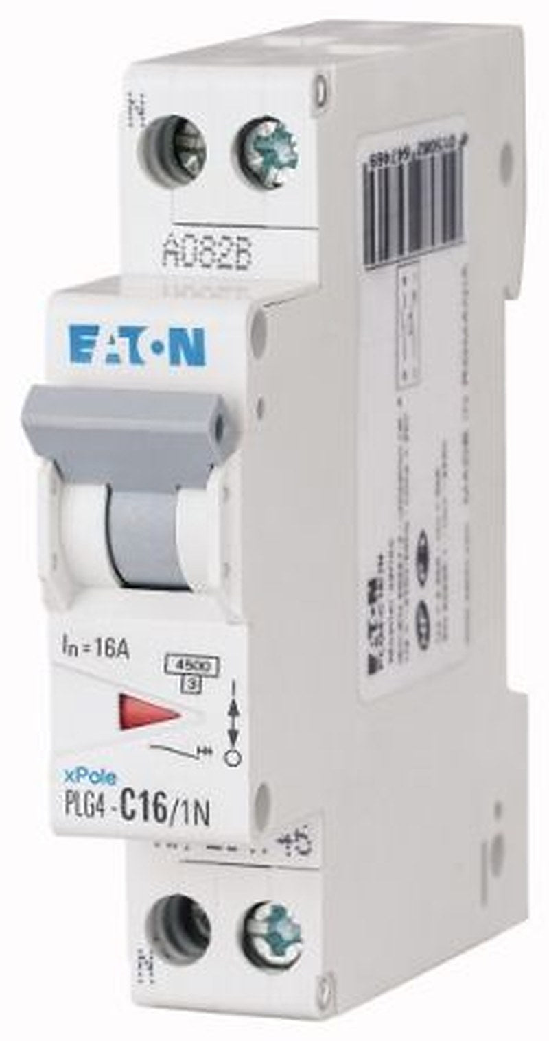 Eaton Plexo PLG4 Miniature Circuit Breaker, 1-Pole, 16A, Type B, 230V ac AC, 4.5 kA Breaking Capacity