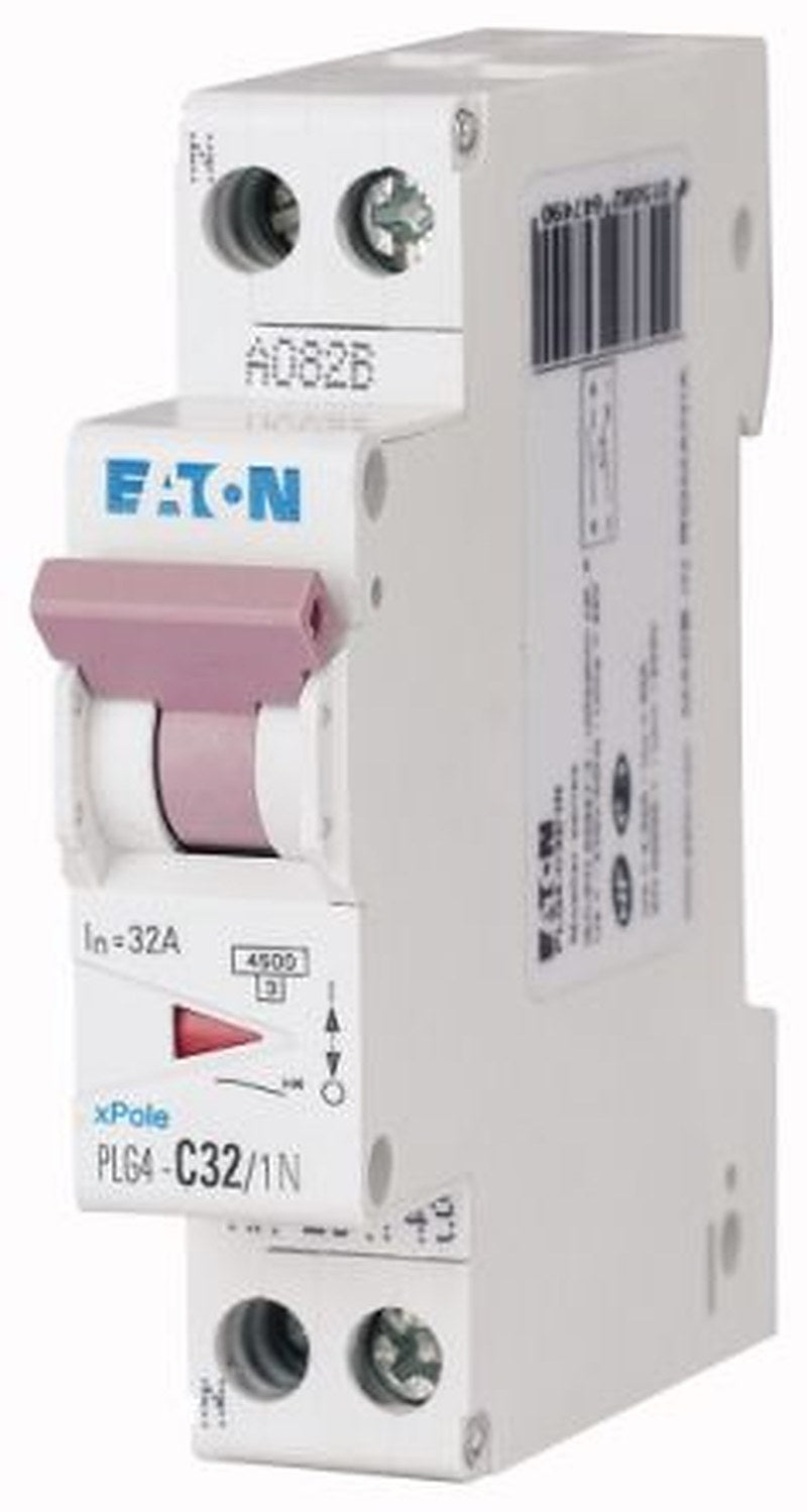 Eaton Plexo PLG4 Miniature Circuit Breaker, 1-Pole, 32A, Type B, 230V ac AC, 4.5 kA Breaking Capacity