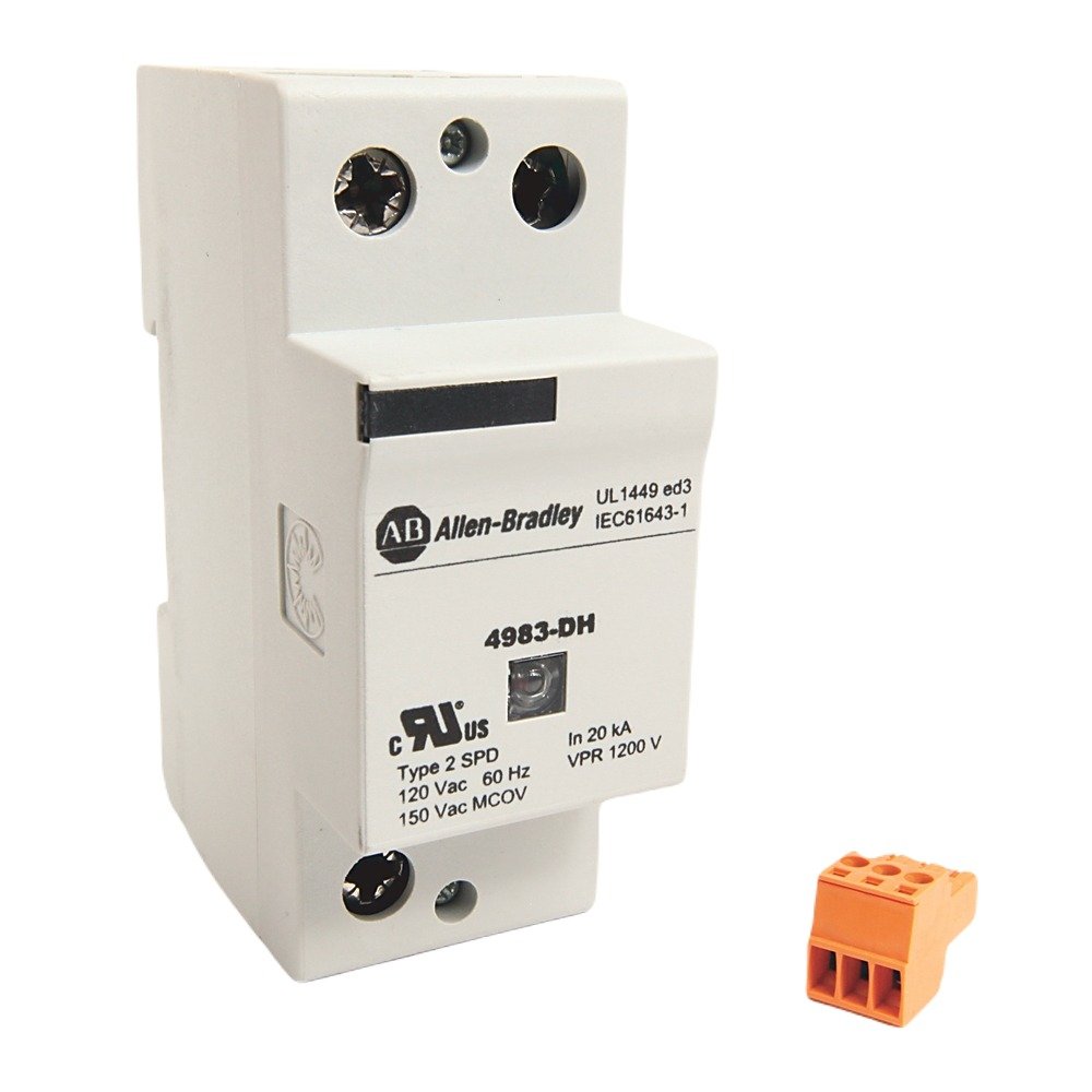 The Allen Bradley DIN Rail Heavy Duty AC Surge Protectors is a heavy-duty surge protector. This SPD combines a high-energy varistor (MOV) network with a gas discharge tube to increase performance in protection level, life duration, and suppression of leakage current. It is connected in parallel. Highest energy absorption capability Robust design avoids unnecessary replacement DIN Rail mounted Type 2 Visual status indicator Remote status indicator