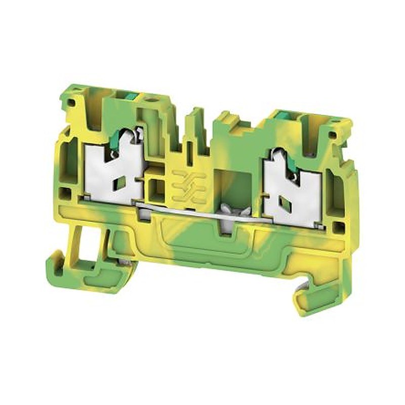 Weidmüller 2674560000 AS2C 2.5 PE Series Feed Through Terminal Block Yellow, Green, 1-Level, Snap-In
