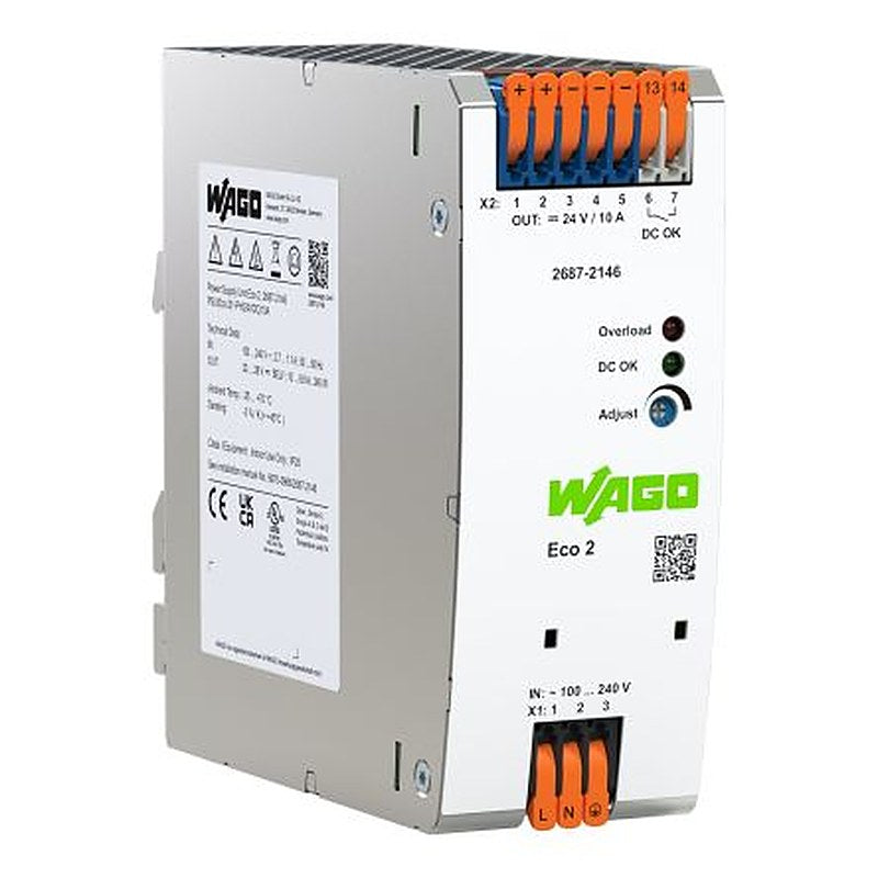 WAGO DIN Rail Power Supply 24V dc, 10 A Output 240 W