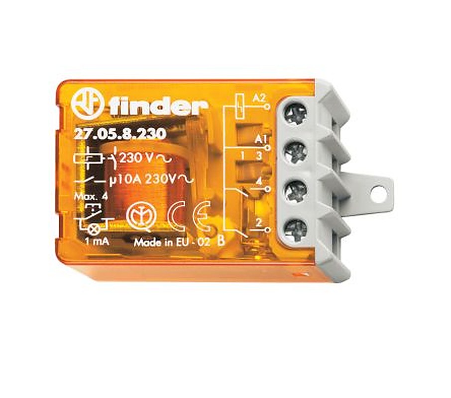 Finder Panel Power Relay, 230V ac Coil, 10A Switching Current, DPST