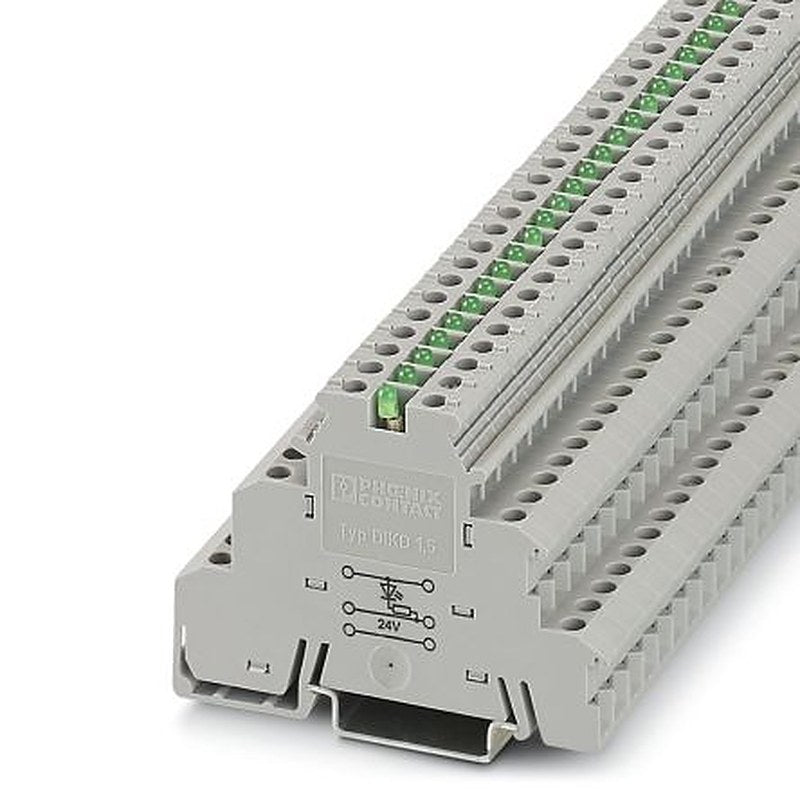 Phoenix Contact 2716376 DIKD 1.5-LA 24GN/O-M Series Terminal Block Grey, 2.5mm², 3-Level, Screw
