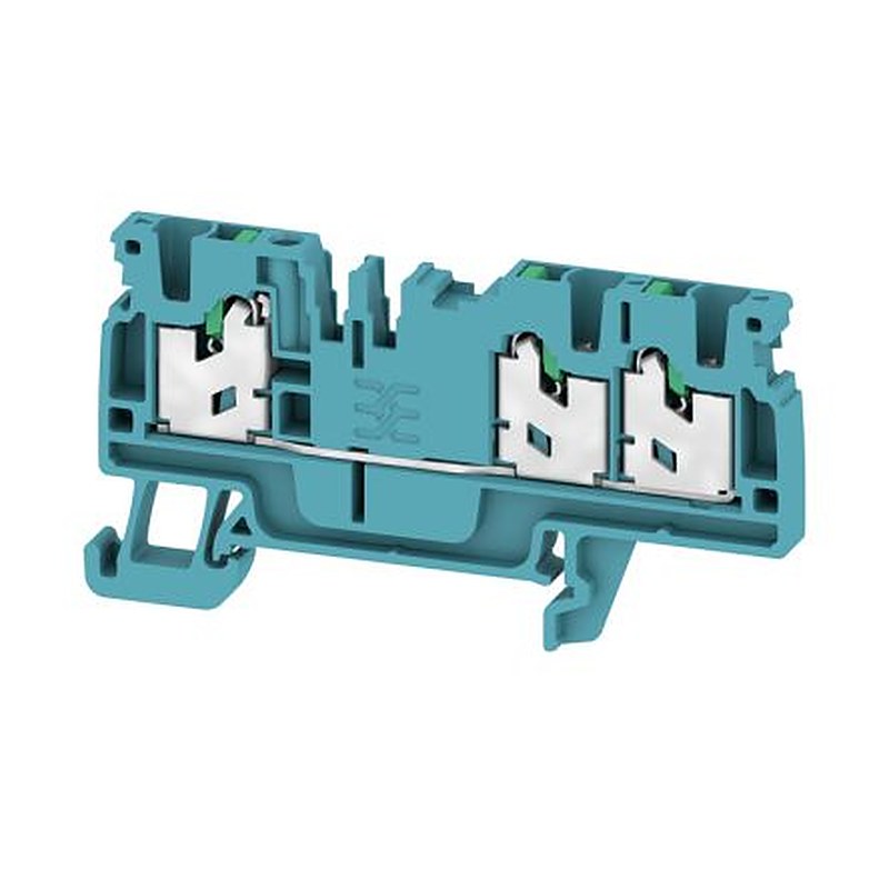 Weidmüller 2753950000 AS3C 2.5 BL Series Feed Through Terminal Block Blue, 1-Level, Snap-In