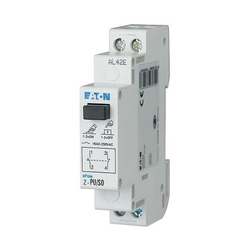 Eaton Z-PU Series Push Button Switch, DIN Rail, 1 NO/1 NC, IP40 250 V ac