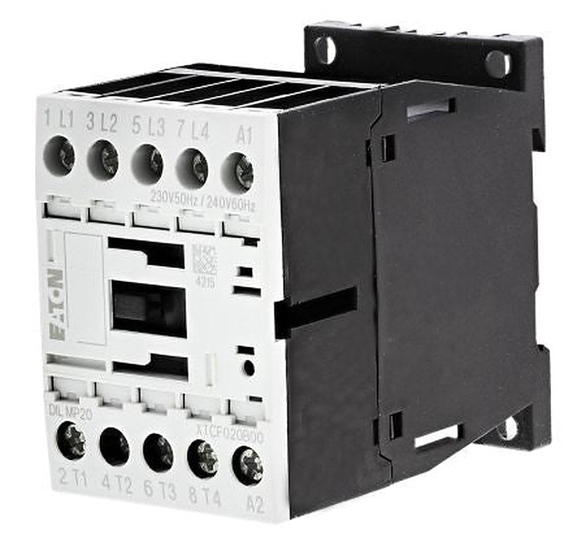 Eaton DILM Contactor, 230V ac Coil, 4-Pole, 20 A, 5.5 kW 230V ac, 4 NO, 400V ac