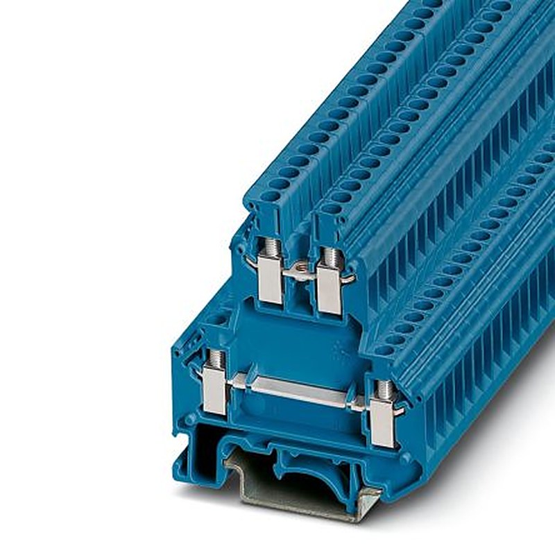 Phoenix Contact 2770095 UKK 3 BU Series Feed Through Terminal Block Blue, 0.2mm², 4 mm², 2-Level, Screw
