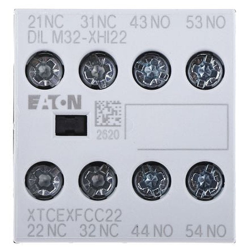 Eaton Auxiliary Contact, 4 Contact, 2 NC/2 NO, DILM, Front Fixing, 16 A, 500V ac, 277377 DILM32-XHI22