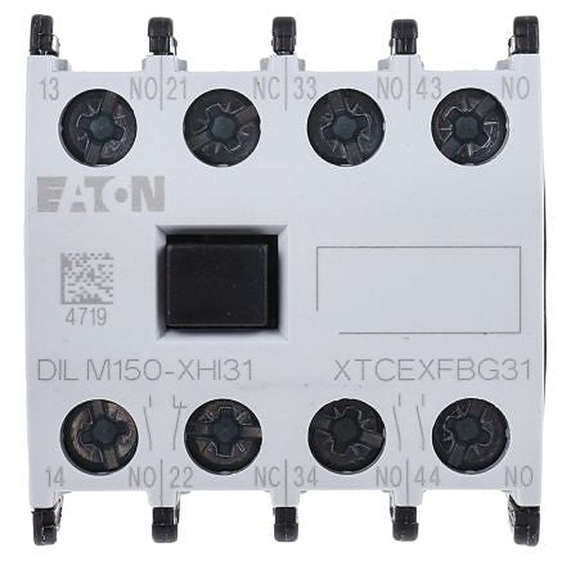 Eaton Auxiliary Contact, 4 Contact, 3 NO/1 NC, DILM, Front, 16 A, 500V ac, 277949 DILM150-XHI31