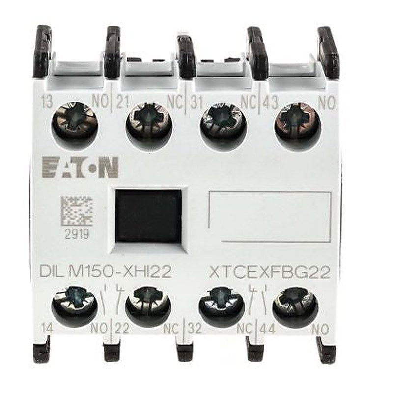 Eaton Auxiliary Contact, 4 Contact, 2 NC/2 NO, DILM, Front Fixing, 16 A, 500V ac, 277950 DILM150-XHI22