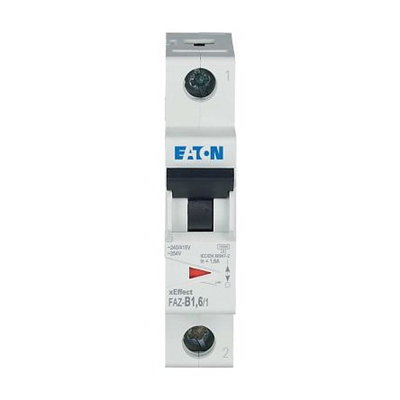Eaton xEffect FAZ Miniature Circuit Breaker, 1-Pole, 1.6A, Type B, 240V ac AC, 60 V dc DC, 10 kA Breaking Capacity