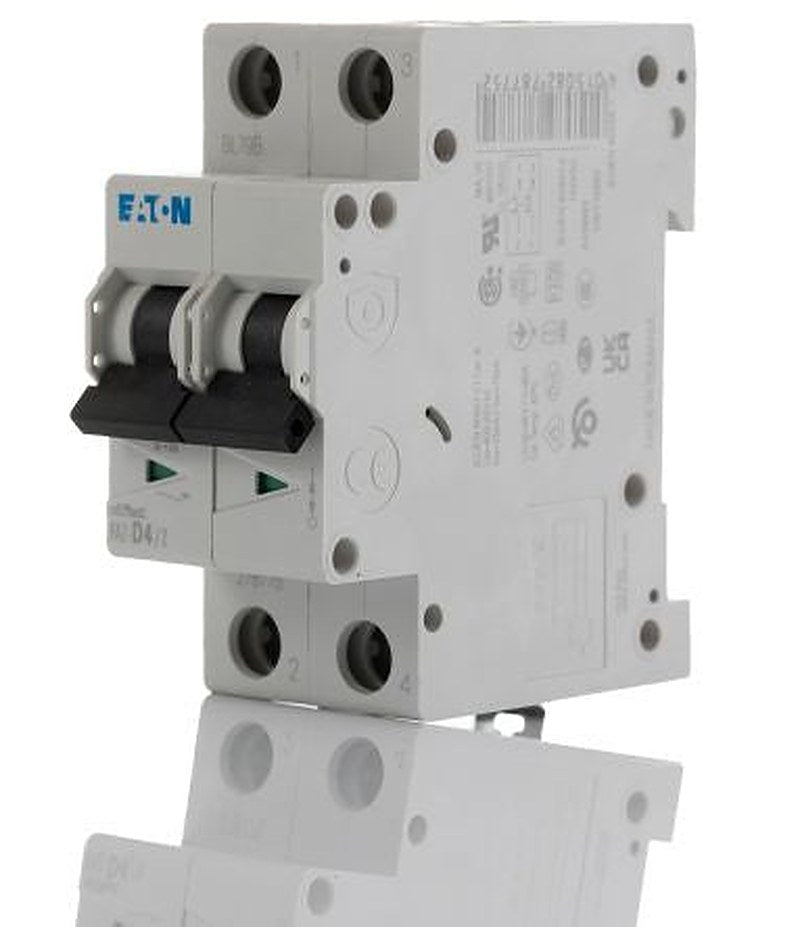 Eaton xEffect xEffect Miniature Circuit Breaker, 2-Pole, 4A, Type D, 415V ac AC, 10 kA Breaking Capacity