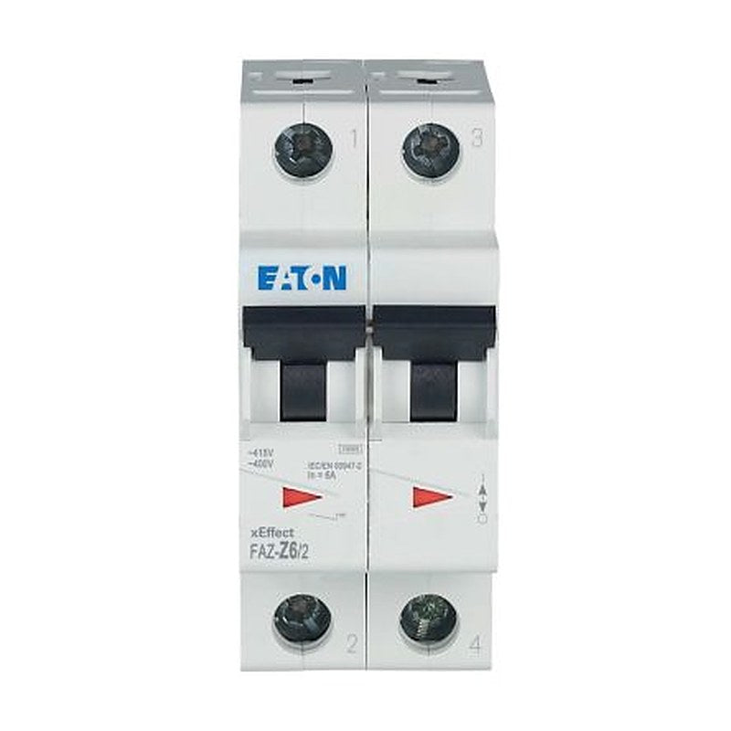 Eaton xEffect FAZ Miniature Circuit Breaker, 2-Pole, 6A, Type Z, 400V ac AC, 96 V dc DC, 10 kA Breaking Capacity