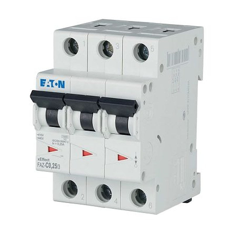 Eaton xEffect FAZ Miniature Circuit Breaker, 3-Pole, 0.25A, Type C, 400V ac AC, 15 kA Breaking Capacity