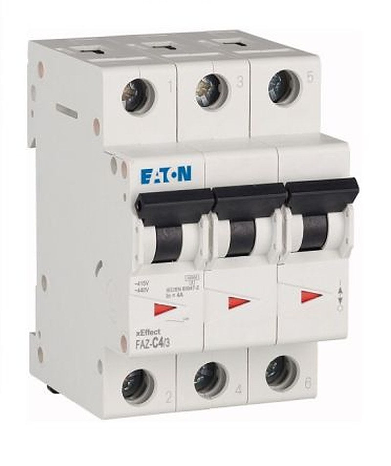 Eaton xEffect xEffect Miniature Circuit Breaker, 3-Pole, 4A, Type C, 400V ac AC, 60 V dc DC, 10 kA Breaking Capacity