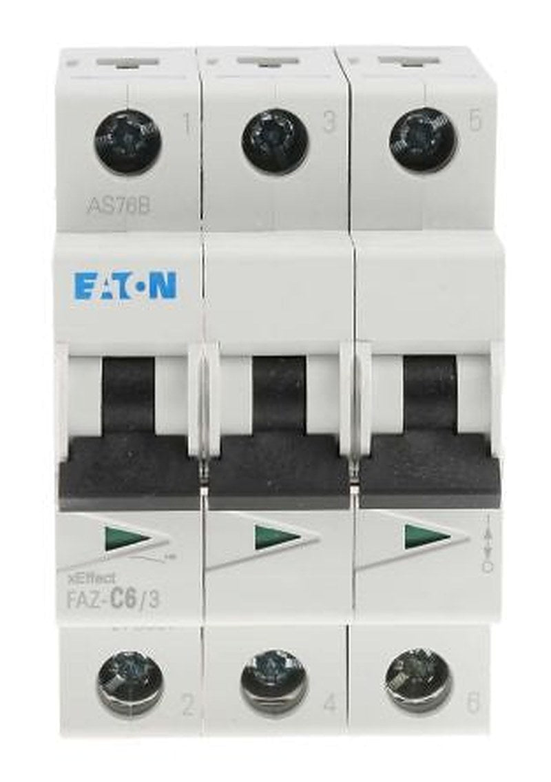 Eaton xEffect xEffect Miniature Circuit Breaker, 3-Pole, 6A, Type C, 400V ac AC, 10 kA Breaking Capacity