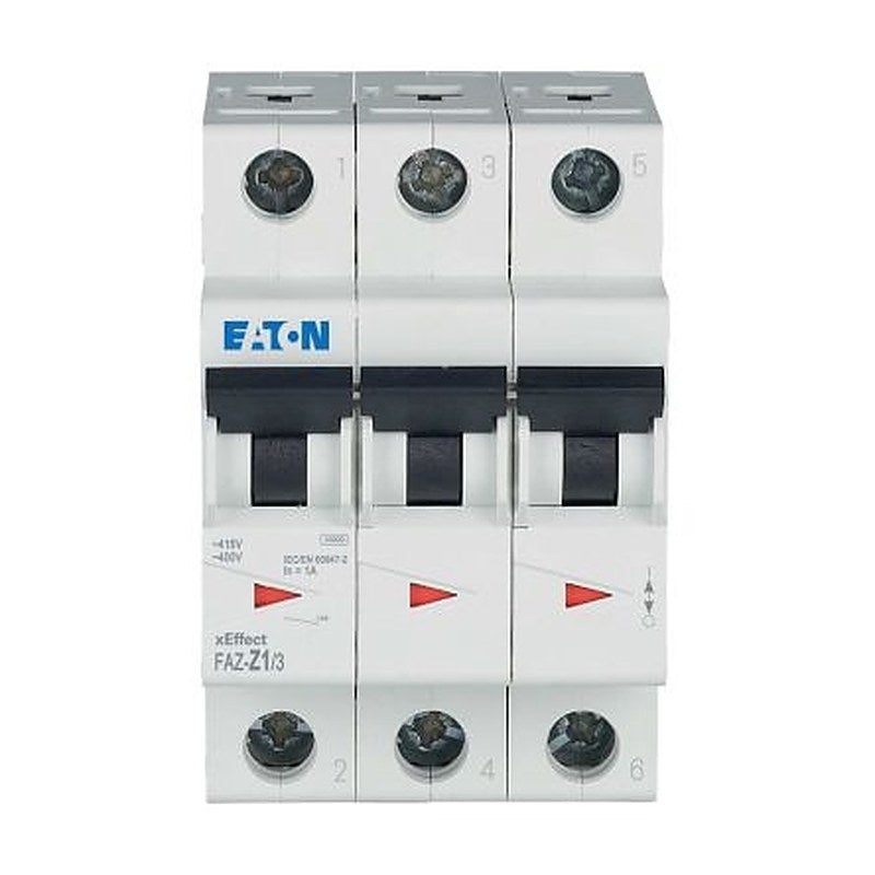 Eaton xEffect FAZ Miniature Circuit Breaker, 3-Pole, 1A, Type Z, 400V ac AC, 60 V dc DC, 10 kA Breaking Capacity