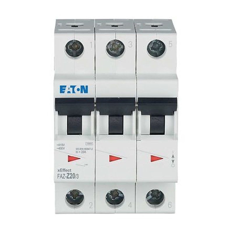 Eaton xEffect FAZ Miniature Circuit Breaker, 3-Pole, 20A, Type Z, 400V ac AC, 60 V dc DC, 20 kA Breaking Capacity