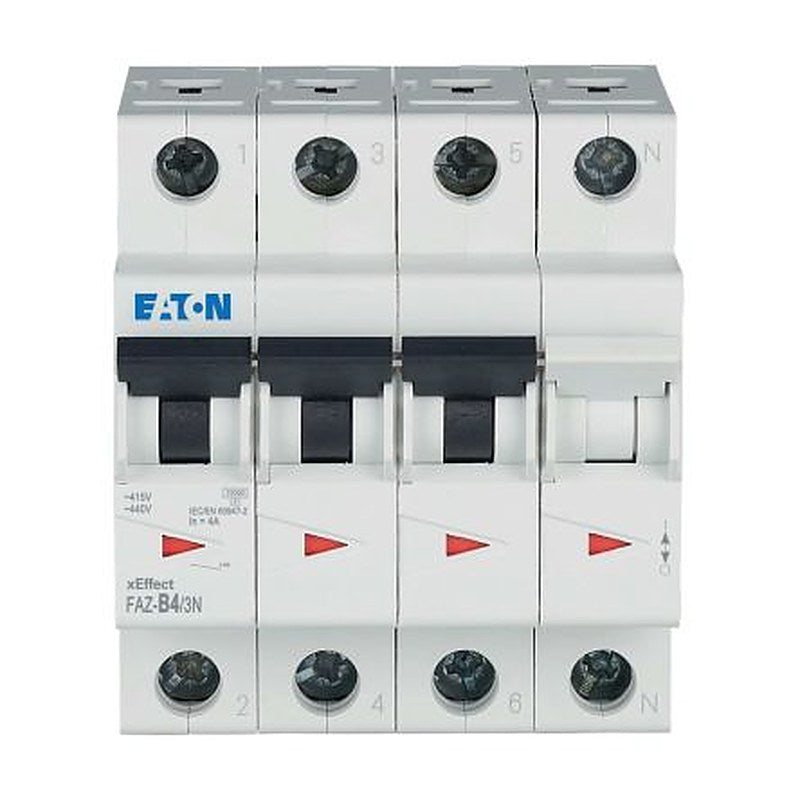 Eaton xEffect FAZ Miniature Circuit Breaker, 3-Pole, 4A, Type B, 400V ac AC, 15 kA Breaking Capacity