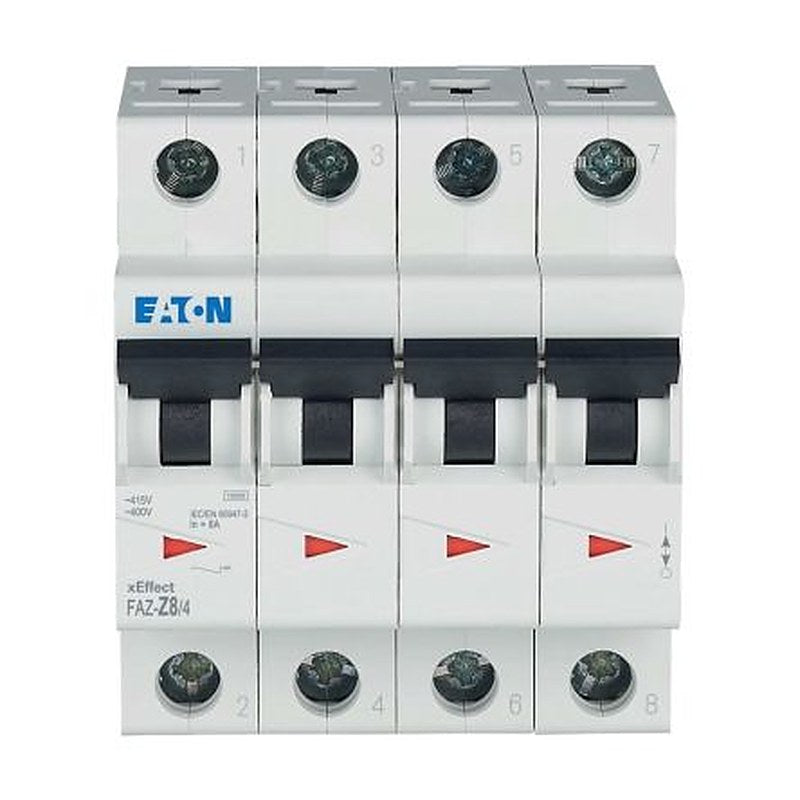 Eaton xEffect FAZ Miniature Circuit Breaker, 4-Pole, 8A, Type Z, 400V ac AC, 60 V dc DC, 10 kA Breaking Capacity