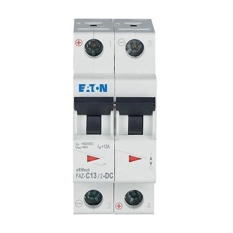Eaton xEffect FAZ Miniature Circuit Breaker, 2-Pole, 13A, Type C, 250 V dc DC, 10 kA Breaking Capacity