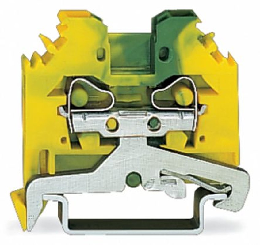 WAGO 2-Way 2 Conductor Ground Terminal Block Earth Terminal Block, 4mm², 0.08mm², 4 mm² Wire, Cage Clamp, Polyamide