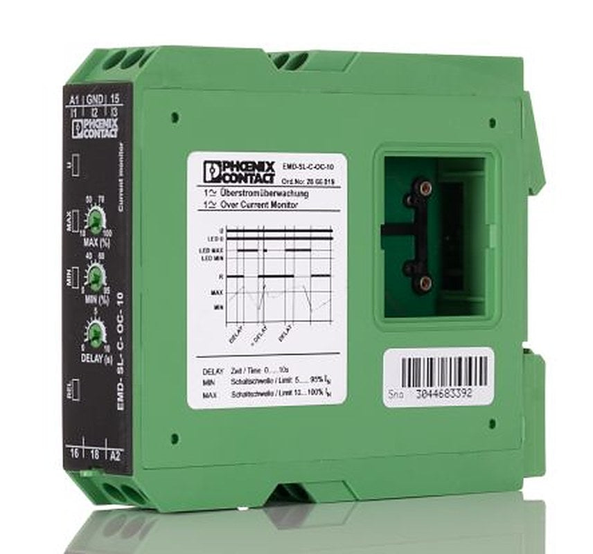 Phoenix Contact Monitoring Relay, 1 Phase, SPDT, DIN Rail, 0A, 24 V dc, 230V ac