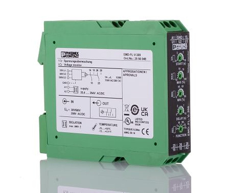 Phoenix Contact Monitoring Relay, 1 Phase, DPDT, DIN Rail, 240V ac 240 V dc