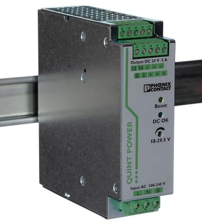 Phoenix Contact QUINT POWER Switched Mode DIN Rail Power Supply 264V ac AC Input 29.5V dc, 5 A Output DC 120 W