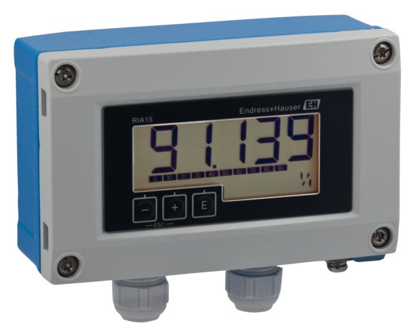 The Endress+Hauser loop-powered process indicator RIA15 displays 4 to 20 mA measured values or optionally up to four of a sensor's HART process variables in all industries. The RIA15 has 5-digit measured value display with 17 mm (0.67 in) digit height with dimension, bar graph and activatable backlighting and can be use for panel-mount housing or field housing as local display. Easy configuration and on-site parameter setup with 3 front-mounted key push buttons No external power supply is necessary, the dev