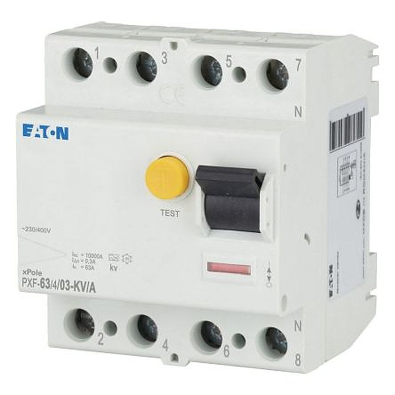 Eaton PXF Series Residual Current Circuit Breaker, 63A, 4-Pole, 300 mA, Type A, 630 A 400V ac