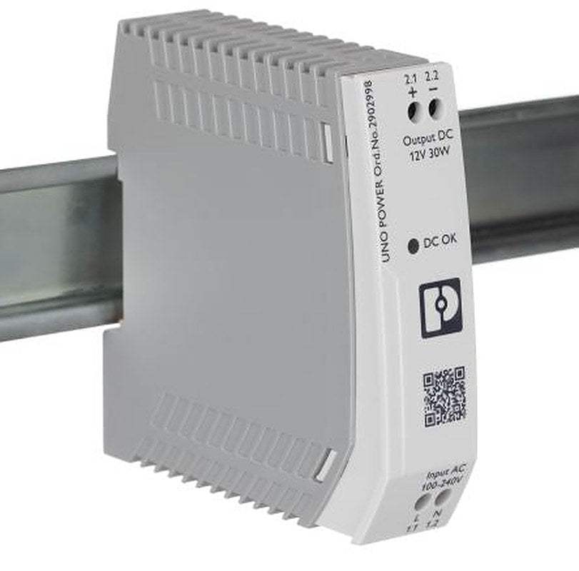 Phoenix Contact UNO POWER Switch Mode Power Supply DIN Rail Power Supply 264V ac AC Input 12V dc, 2.5 A Output DC 30 W
