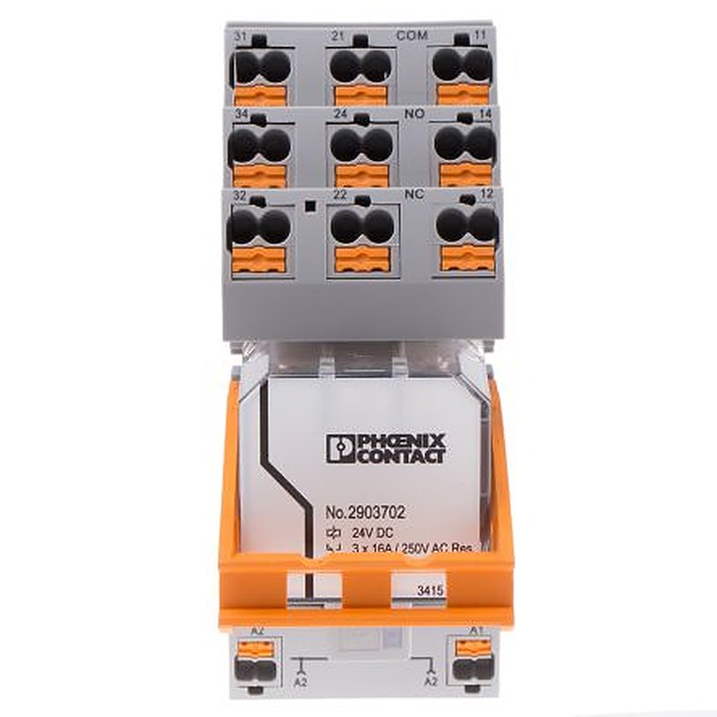 Phoenix Contact DIN Rail Interface Relay, 24V dc Coil, 10mA Switching Current, 3PDT