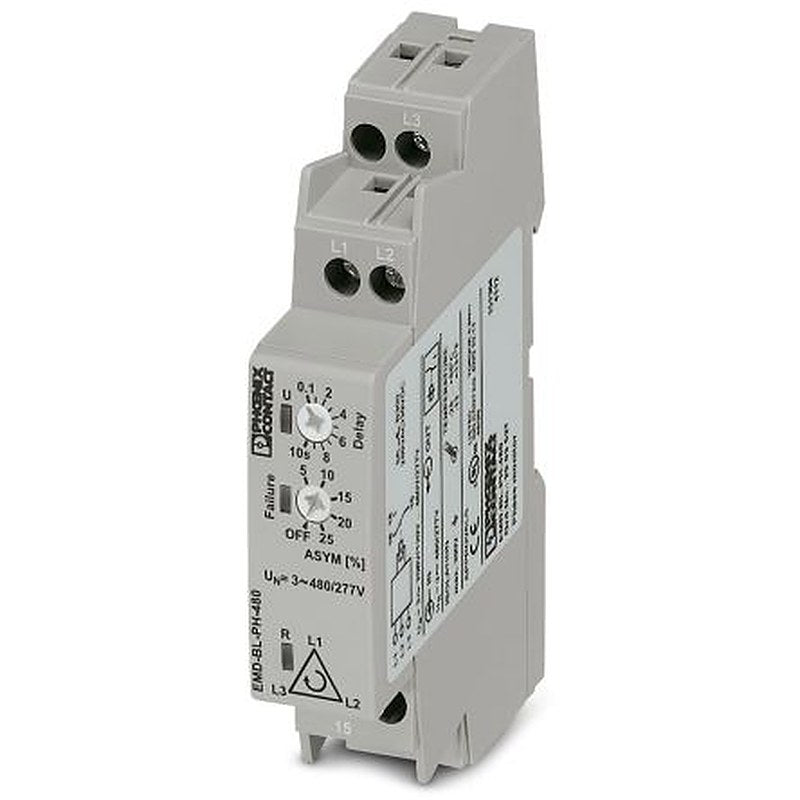 Phoenix Contact Monitoring Relay, 3 Phase, DIN Rail, 480V ac