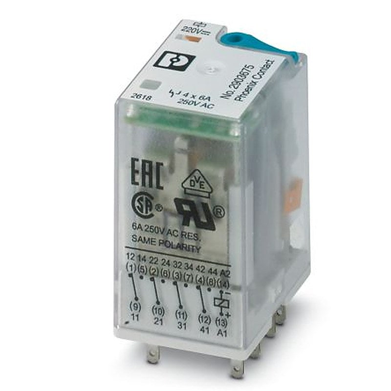 Phoenix Contact Power Relay, 220V dc Coil, 50mA Switching Current, 4PDT