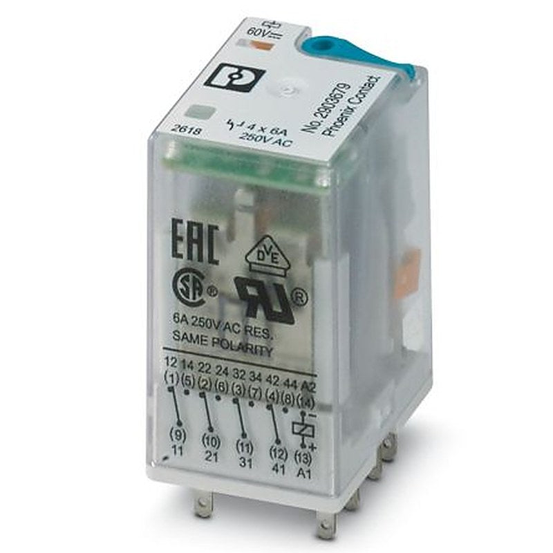 Phoenix Contact Power Relay, 60V dc Coil, 6A Switching Current, 4PDT
