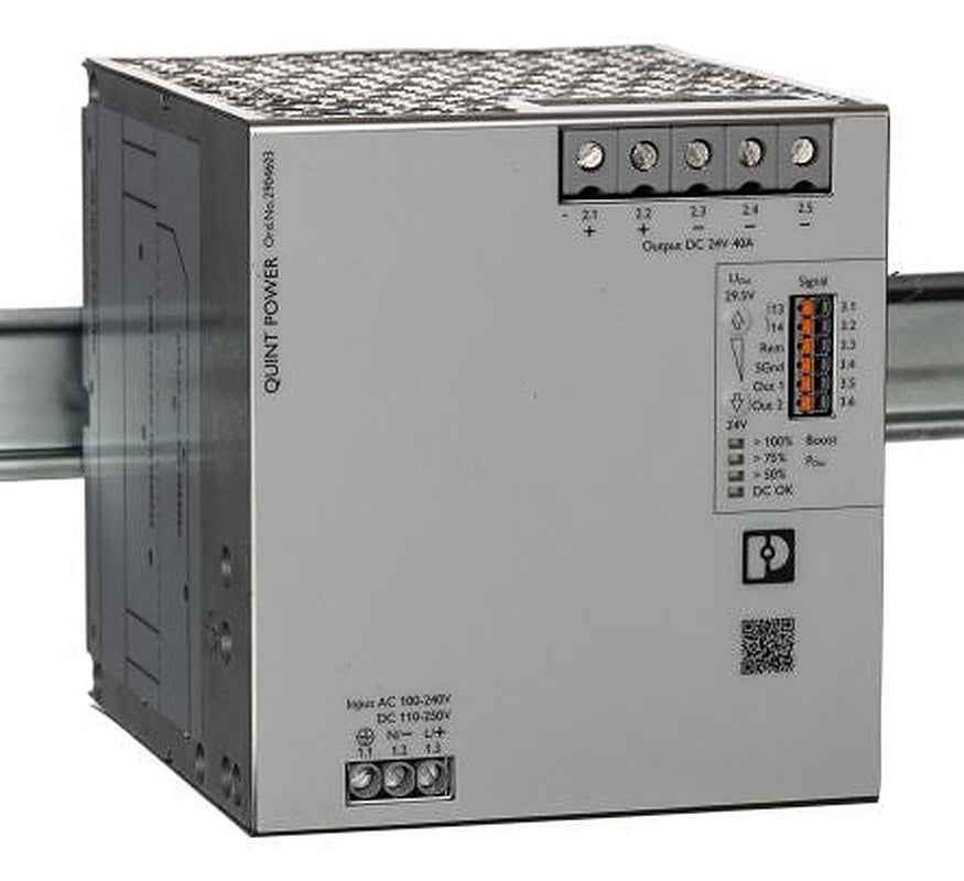 Phoenix Contact QUINT POWER Switched Mode DIN Rail Power Supply 250V ac/dc AC/DC Input 24V dc, 40 A Output DC 960 W