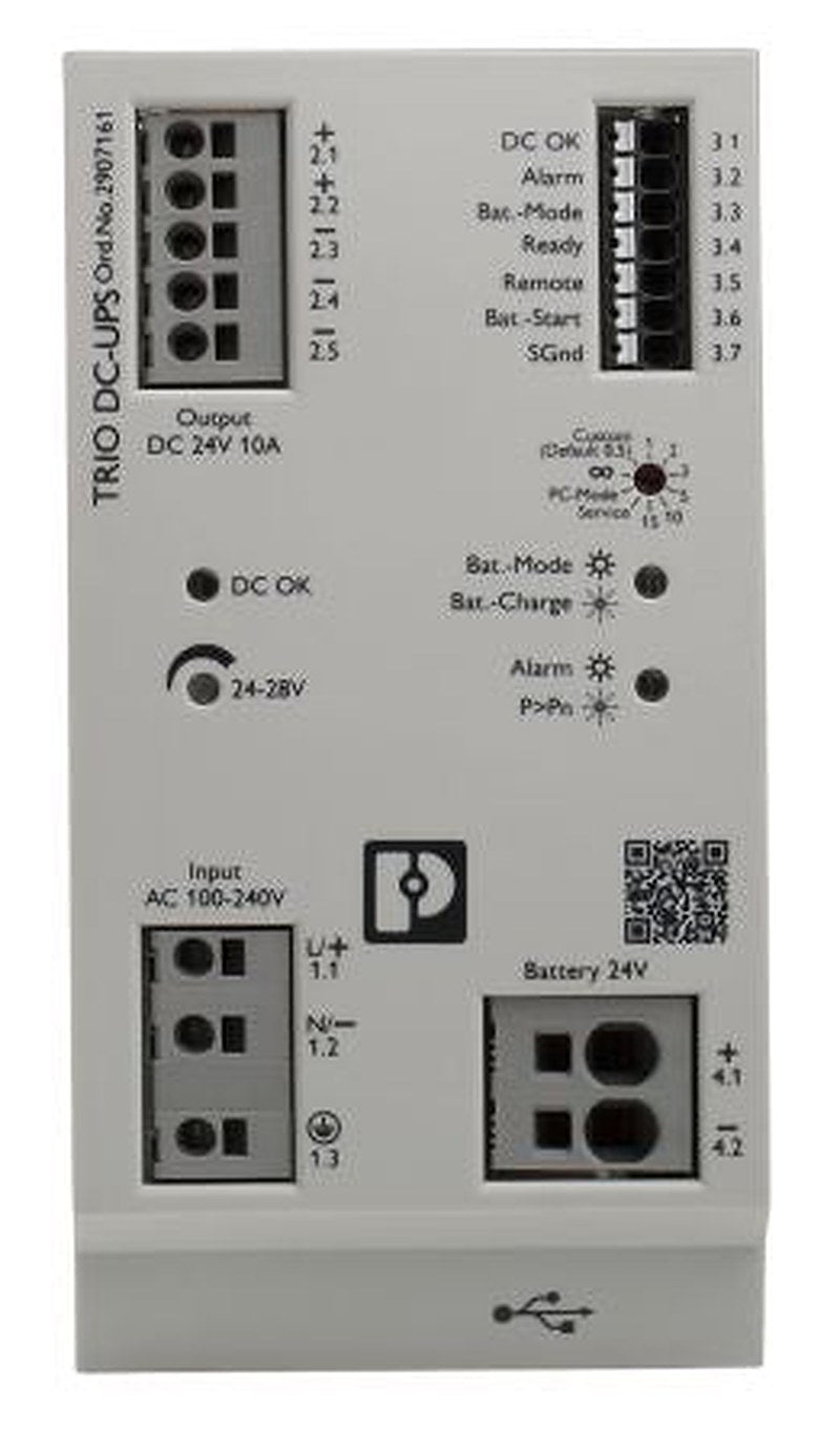 Phoenix Contact 100V ac, 240 V ac Input DIN Rail Uninterruptible power supply, TRIO-UPS 240 W TRIO-UPS-2G