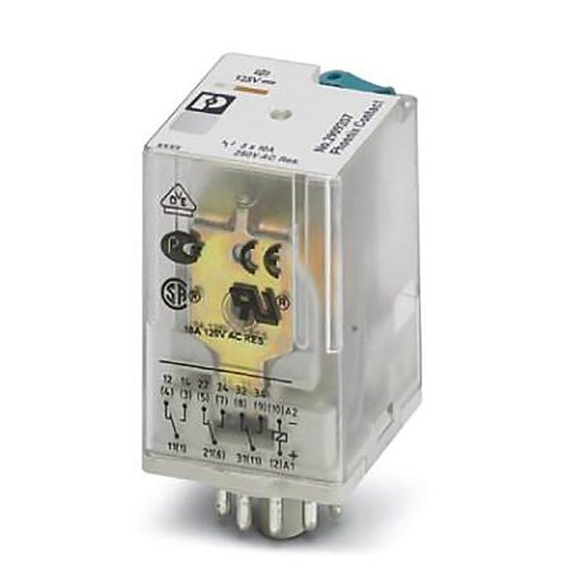 Phoenix Contact DIN Rail Power Relay, 125V dc Coil, 10A Switching Current, 3PDT