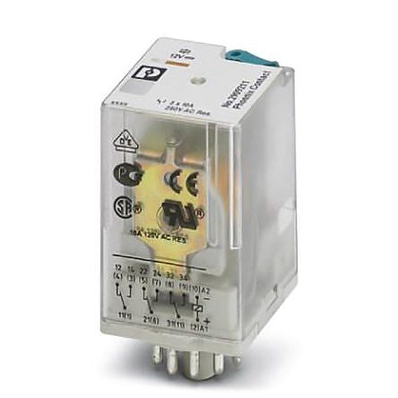 Phoenix Contact DIN Rail Power Relay, 12V dc Coil, 10A Switching Current, 3PDT