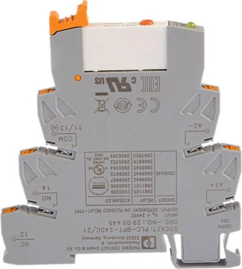 Phoenix Contact PLC-RPT- 24DC/21/MS Series Interface Relay, DIN Rail, 24V dc Coil, SPDT, 15.3mA