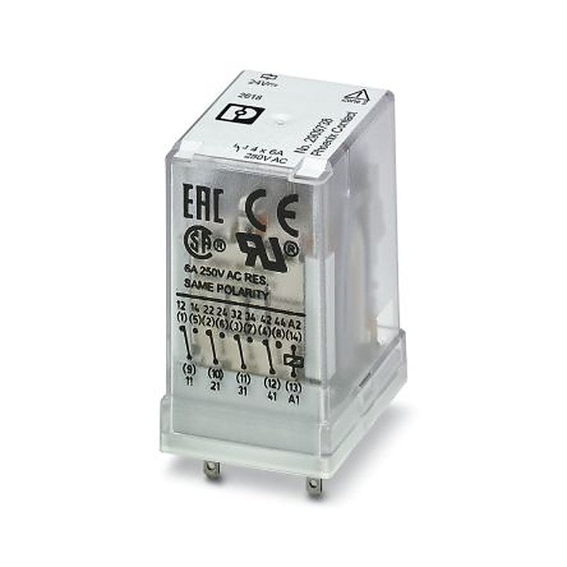 Phoenix Contact DIN Rail Power Relay, 24V dc Coil, 6A Switching Current, 4PDT