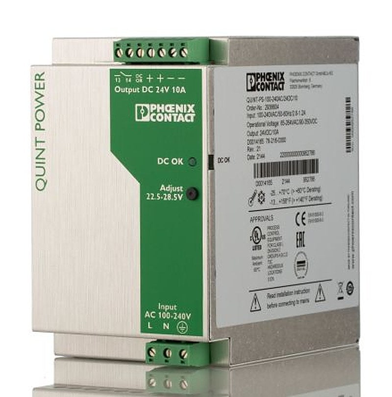 Phoenix Contact QUINT POWER Switched Mode DIN Rail Power Supply, 85 → 264V ac ac Input, 24V dc dc Output, 10A