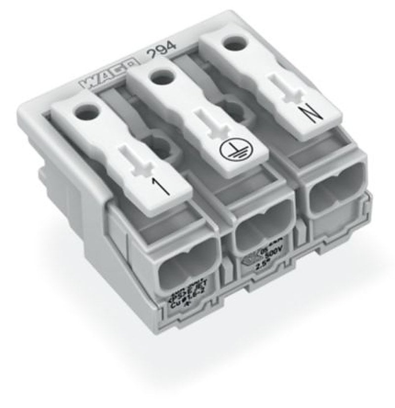 WAGO 294 Series Plug-in Male Lighting Connector Male Push-in, 3-Pole, 24A, 3-Way