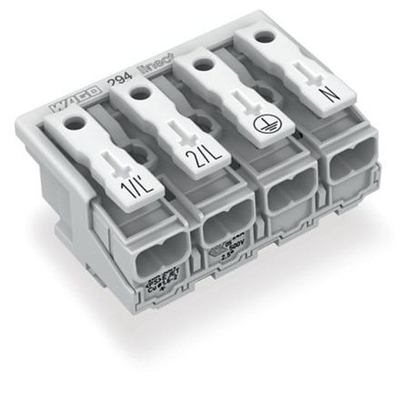 WAGO 294 Series Plug-in Male Lighting Connector Male Push-in, 4-Pole, 16A, 4-Way