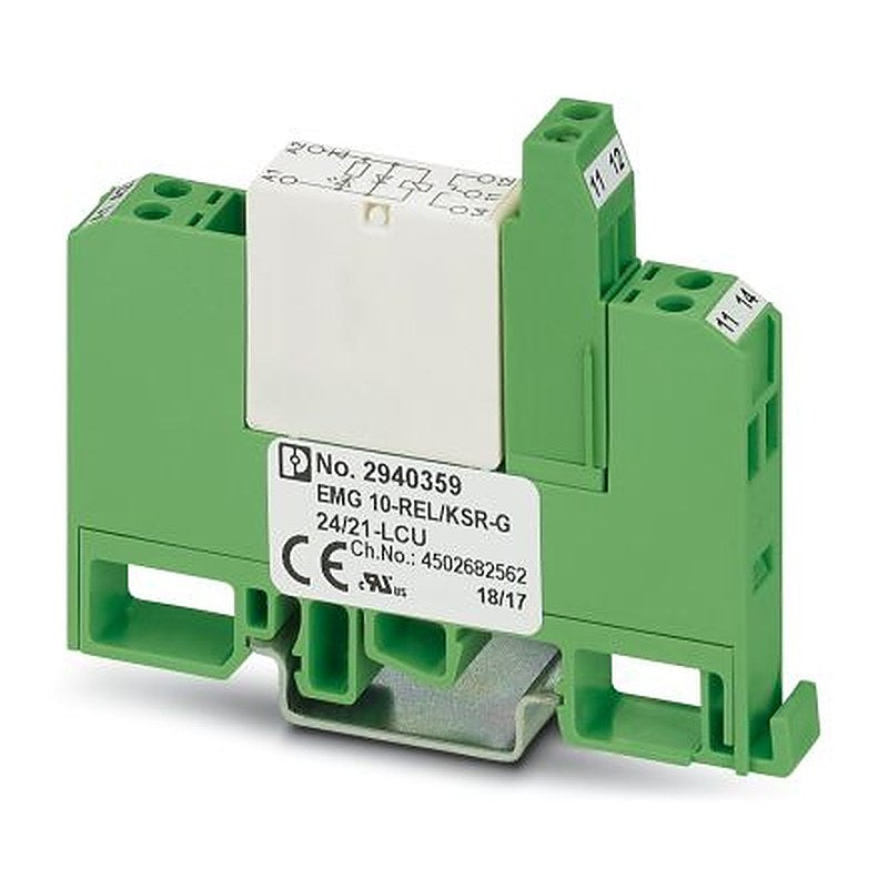 Phoenix Contact EMG 10-REL/KSR-G 24/21-LCU Series Relay Module, DIN Rail, 24V Coil, SPDT, 21mA